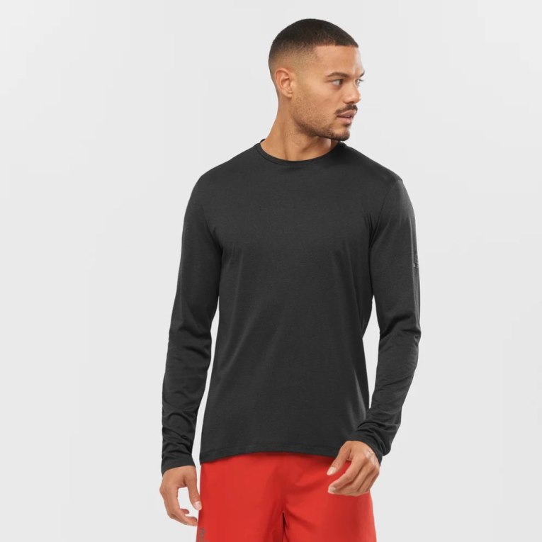 Camiseta Salomon Agile Long Sleeve Hombre Negros | MX WHUR853